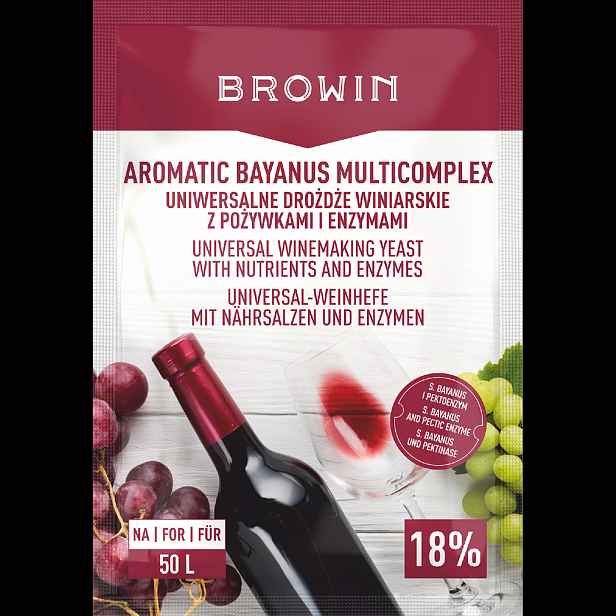 Browin Aromatické kvasinky Bayanus Multicomplex startovací sada pro víno, 40 g