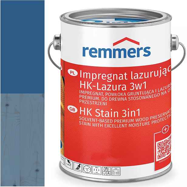 Remmers HK-Lasur Ochranná lazura na dřevo Ral 5010 Modrá Gencián. 10L