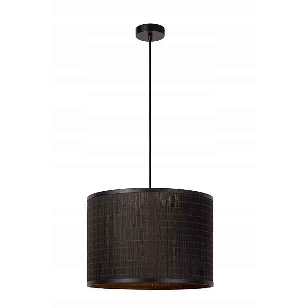 Závěsná bambusová lampa černá kulatá 40 cm nad jídelní stůl Lucide