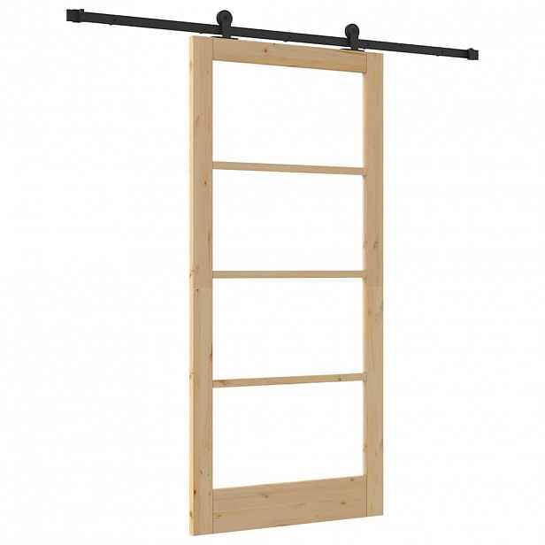 vidaXL Posuvné dveře ORKDAL 93 x 202 cm Masivní borové dřevo a sklo