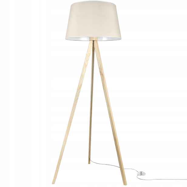 Stojací Lampa Trojnožka S Stínítkem Do Ložnice Obývacího Pokoje Dřevo Kužel