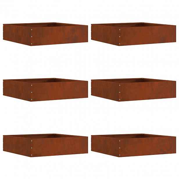 vidaXL Okraj trávníku 6 ks 50 x 50 x 13 cm Rezavá