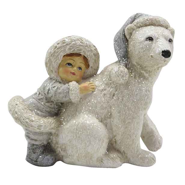Dekorace děvče objímající medvěda - 11*6*11 cm Clayre & Eef