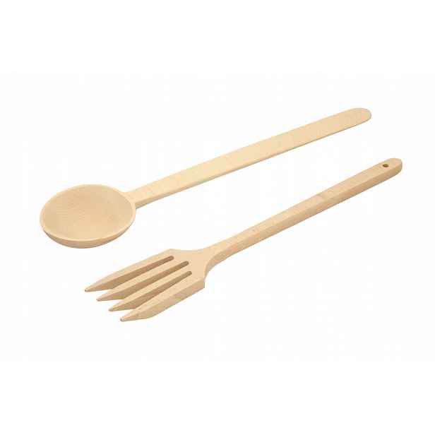 Dřevěné Kuchyňské Náčiní XL Na Míchání V Kotli Lžíce 57 CM Vidlička 51 CM