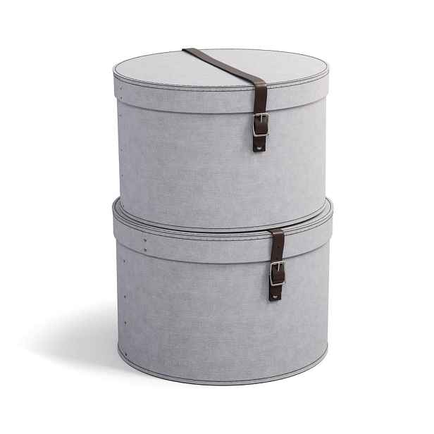 Světle šedé kartonové úložné boxy v sadě 2 ks s víkem ø 37,5x25,5 cm Rut Canvas Paper Laminate – Bigso