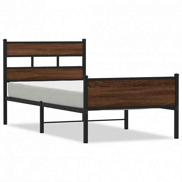 vidaXL Rám postele bez matrace hnědý dub 107 x 203 cm kompozitní dřevo