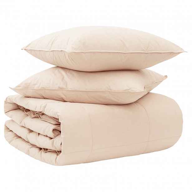 vidaXL Sada přikrývek 2 ks 140 x 220 cm Celoroční Vlákno kapok Béžová