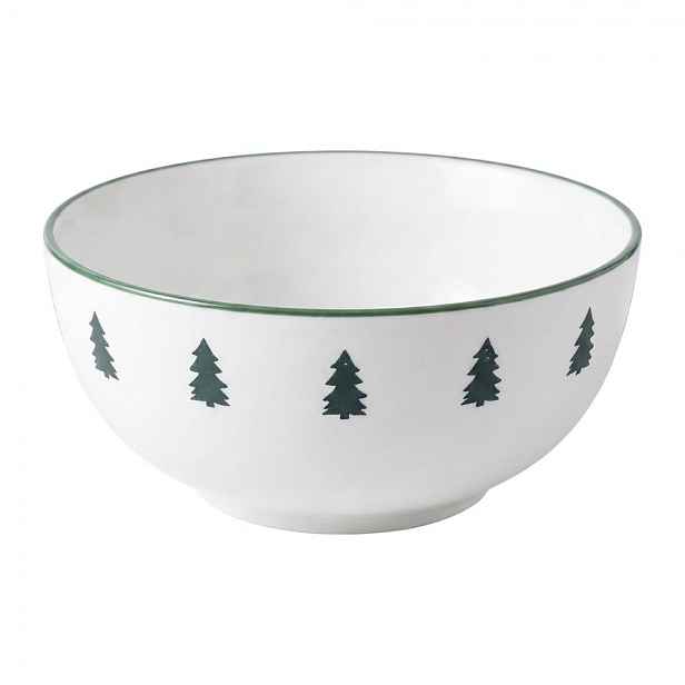 Bílá keramická miska s motivem stromků - Ø 16*7 cm / 500 ml Clayre & Eef