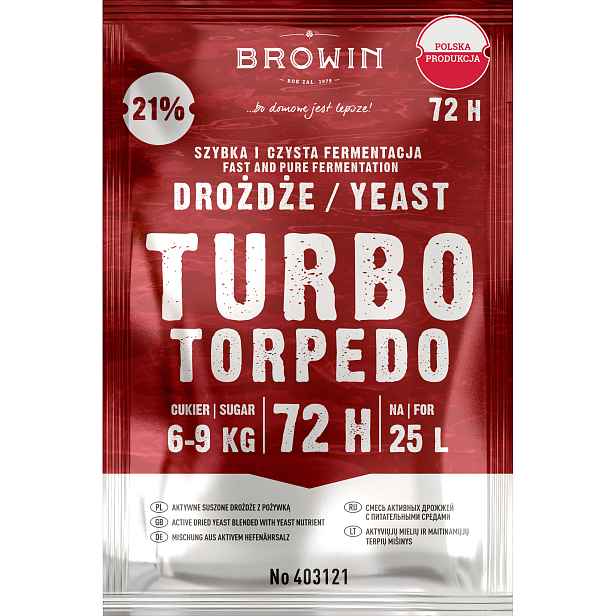 Browin Turbo Torpedo lihovarské kvasinky 72h 21% - 120 g