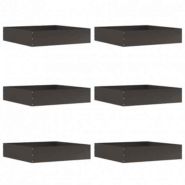 vidaXL Okraj trávníku 6 ks 60 x 60 x 13 cm Ocel Černá