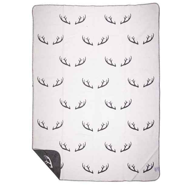 Šedo-bílý oboustranný pléd s parohy Antler XL – 150*200*1 cm Mars & More