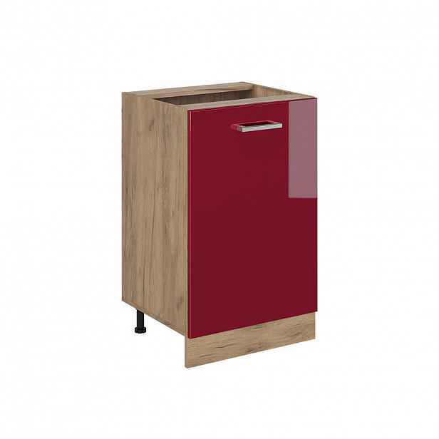 Vicco SPODNÍ SKŘÍŇKA KUCHYŇSKÉ LINKY R-Line, Červená vysoký lesk/Zlatý mocný dub, 50 cm bez pracovní desky