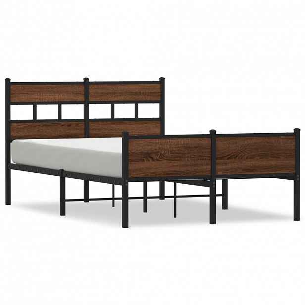 vidaXL Rám postele bez matrace hnědý dub 120 x 190 cm kompozitní dřevo