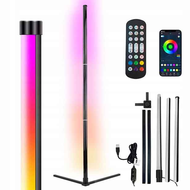 Led Nárožní Stojací Lampa Aplikace 155CM Rgb Dálkový Ovladač
