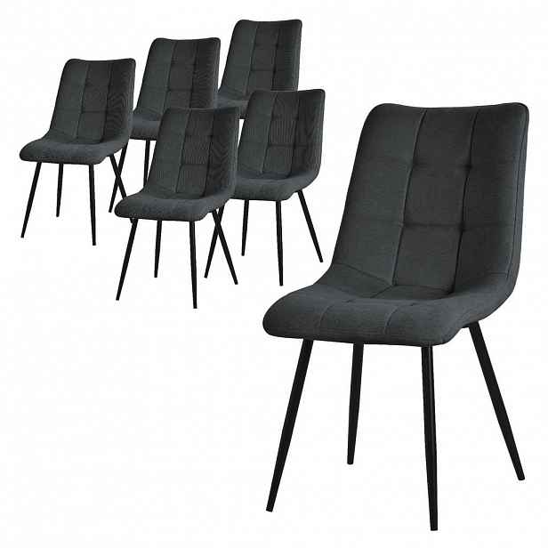 ML-DESIGN SADA 6 JEDÁLENSKÝCH ŽIDLÍ, antracitový potah