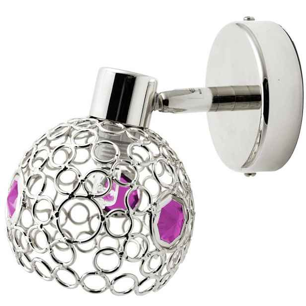Nástěnná lampa chrom + fialová bodová lampa Aron