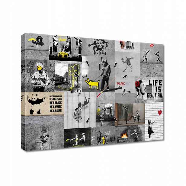 Nástěnné hodiny 60x40 Full Mix Banksy