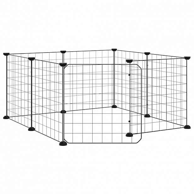 vidaXL 8dílná klec pro domácí mazlíčky s dvířky černá 70 x 70 x 35 cm ocel