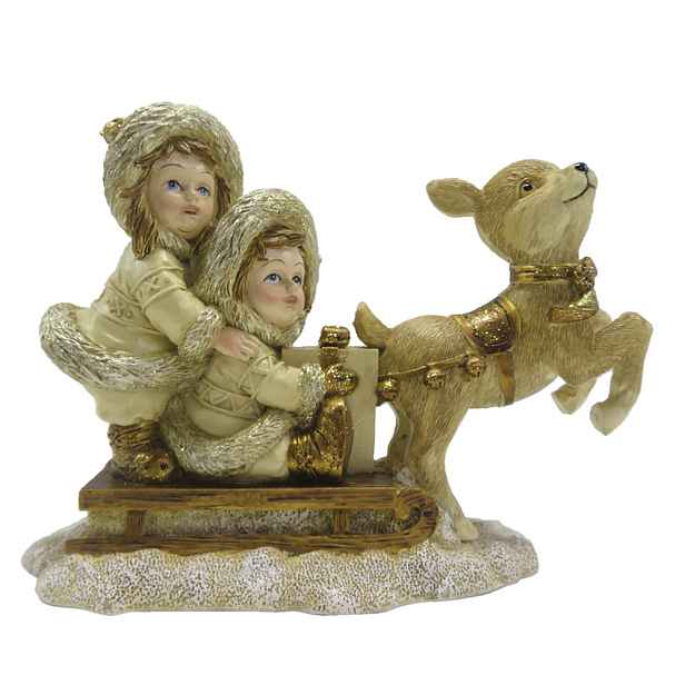 Dekorativní soška děti na sáňkách - 16*7*12 cm Clayre & Eef