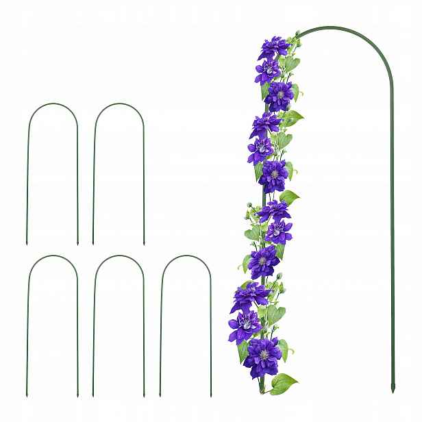 Pergola kovový oblouk 90 cm sada 6 ks zelená podpěra pro rostliny