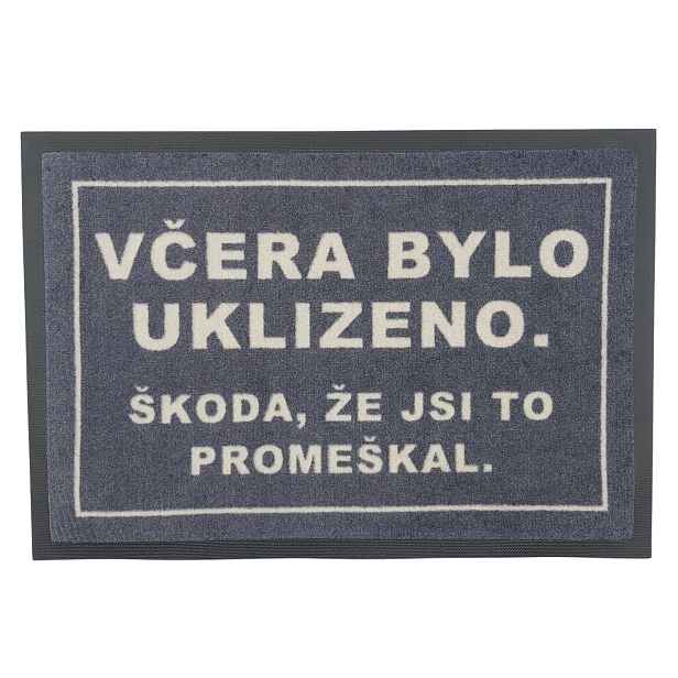 POSLEDNÍ ŠANCE: Rohožka Včera bylo uklizeno (škoda žes to promeškal) 40x60 cm - na ven i na doma, 40x60, šedá, GDmats