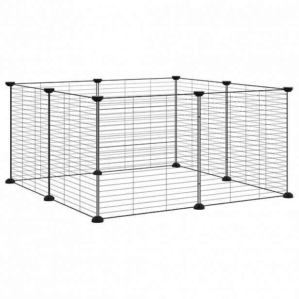 vidaXL 8dílná klec pro domácí mazlíčky černá 70 x 70 x 35 cm ocelová
