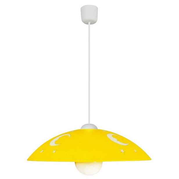 Závěsná lampa žlutá dětská měsíc na laně