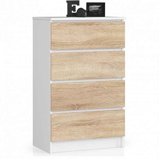 RAUMHIRSCH FURNITURE KOMODA bílá, dub Sonoma 99/60/40