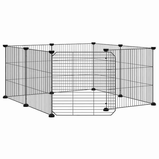 vidaXL 8dílná klec pro domácí mazlíčky s dvířky černá 70 x 70 x 35 cm ocel