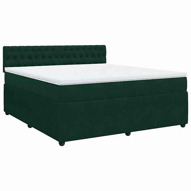 vidaXL Box spring postel s matrací tmavě zelená 180x200 cm samet