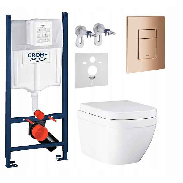 Podomítkový Wc set Stelaz s Wc mísou Grohe Euro Ceramic Tlačítko
