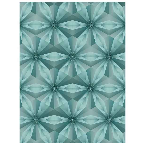 Fototapeta Geometrické květiny 3D tyrkysově šedé hvězdy 184x254 lepidlo