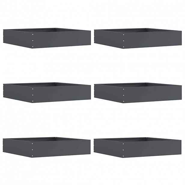 vidaXL Okraj trávníku 6 ks 60 x 60 x 13 cm Ocel Antracitová