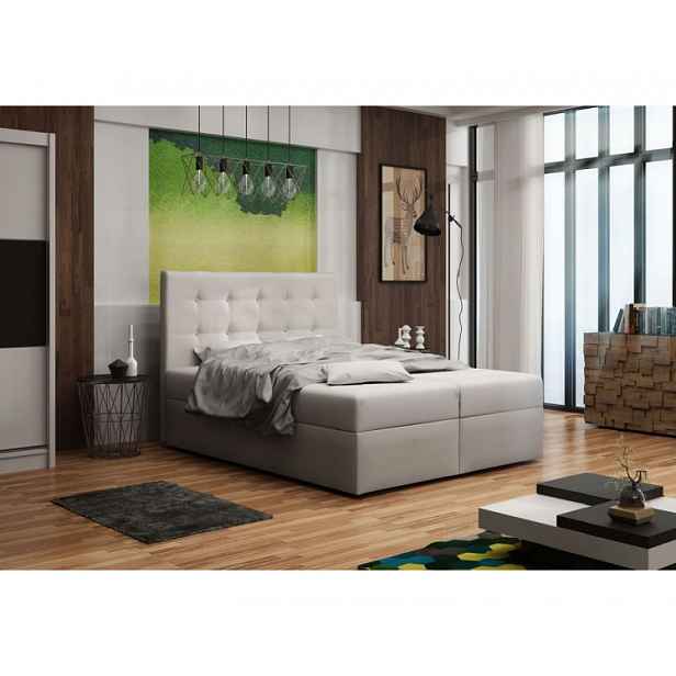 Čalouněná postel s úložným prostorem DELILAH 1 - 200x200, béžová