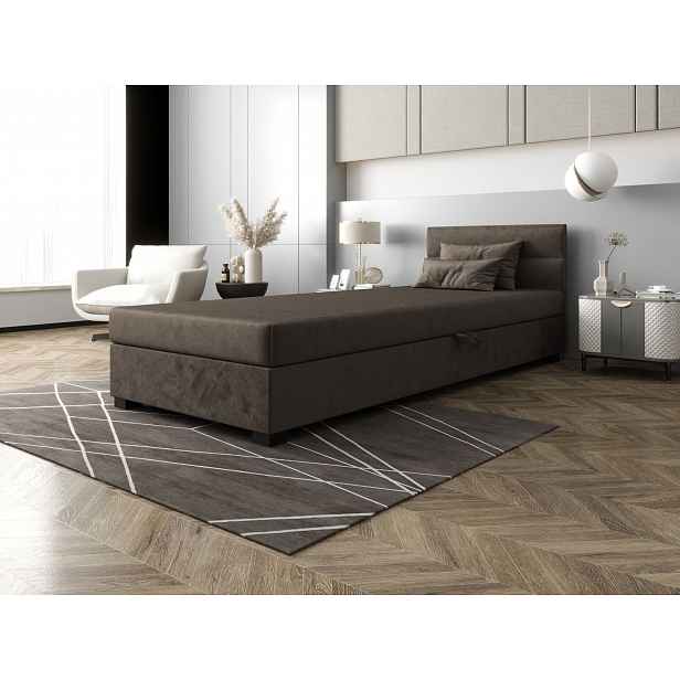 Jednolůžková čalouněná postel 80x195 NALINDA 1 - tmavě hnědá