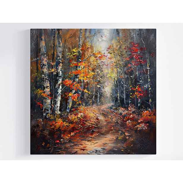 Plátno Obraz Na Plátně Stromy Podzimní Cesty Listí 50x50