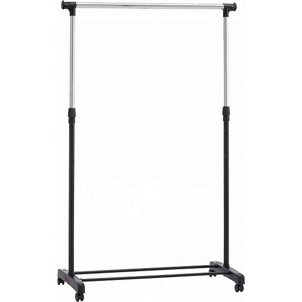 Tyč na oblečení s kolečky, 91,5-145 x 42 x 134-161 cm, chrom