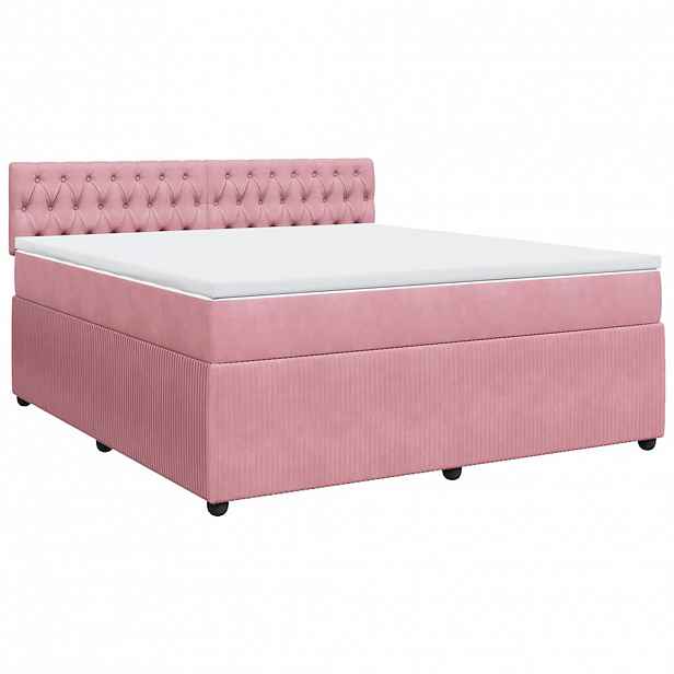 vidaXL Box spring postel s matrací růžová 180x200 cm samet
