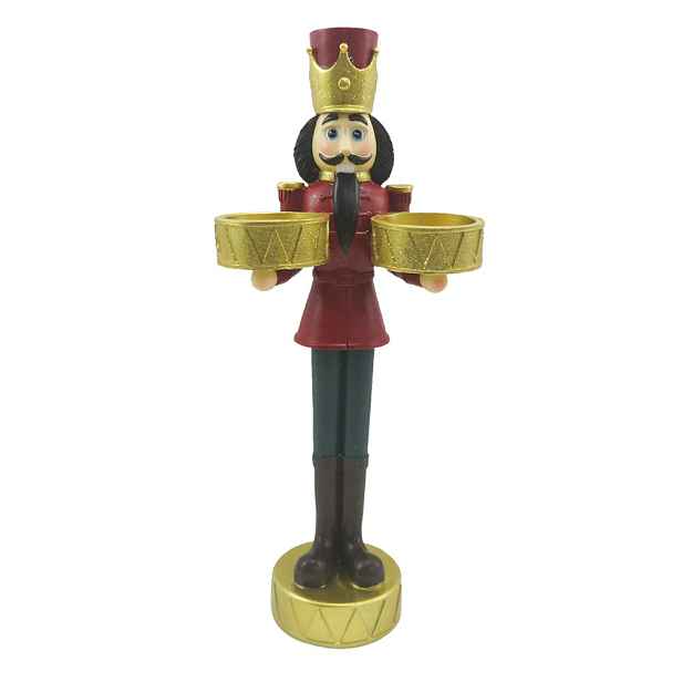 Vánoční dekorace socha Louskáček s podnosy - 12*8*28 cm Clayre & Eef