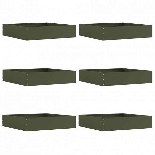 vidaXL Okraj trávníku 6 ks 60 x 60 x 13 cm Ocel Olivově zelená