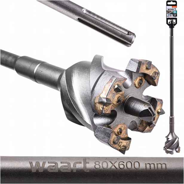 Vrták průrazový Waart Sds Max do Betonu 80 mm Průměr 600 mm Délka