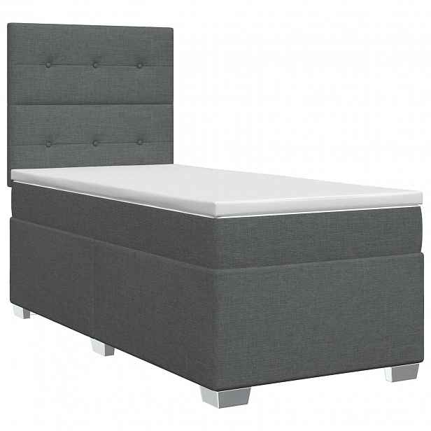 vidaXL Postel boxspring s matrací Tmavě šedá 100 x 200 cm Textil