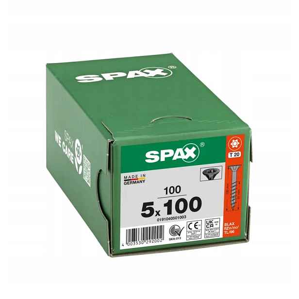 Vruty do dřeva Spax 5x100 mm torx, neúplný závit, kuželová hlava, černé 100 ks