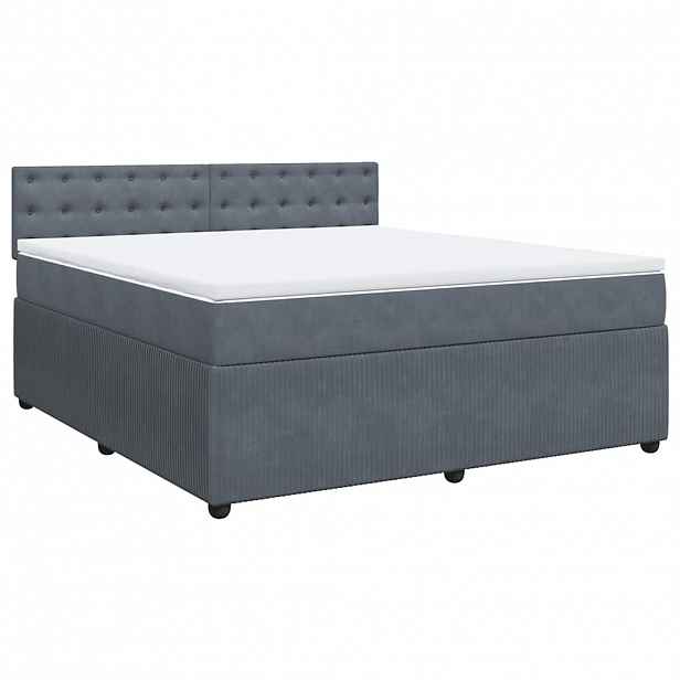 vidaXL Box spring postel s matrací tmavě šedá 180x200 cm samet