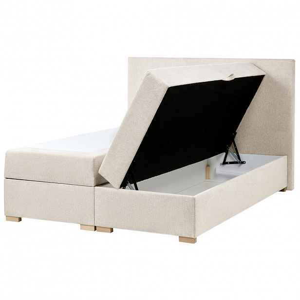 Beliani BOXSPRINGOVÁ POSTEL s úložným prostorem 140/200 cm Látka Světle béžová Major