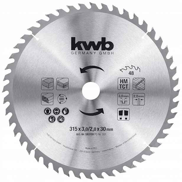 Kwb Pilový kotouč Hm Tct 315 x 30 mm 48 zubů na dřevo