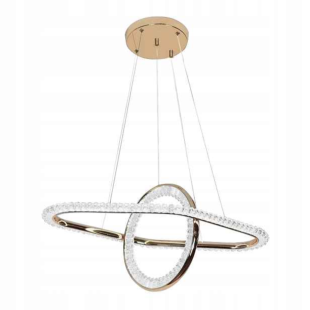 Led Závěsná Lampa Velká Zlatá Křišťálová Kruhy Elipsa Glamour Krystaly