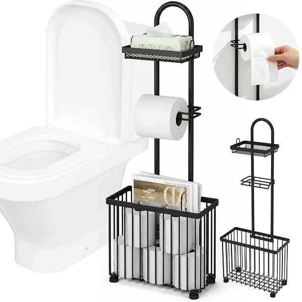Stojan Na Toaletní Papír Držák Loft Černý Kovový 79 CM Stabilní