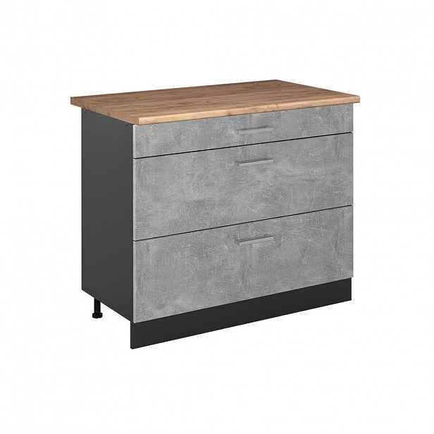 Vicco SPODNÍ SKŘÍŇKA KUCHYŇSKÉ LINKY R-Line, Beton/Antracit, 100 cm pracovná doska Dub Goldkraft