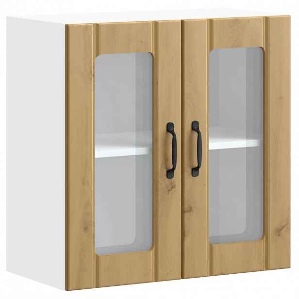 vidaXL Kuchyňská nástěnná skříňka se skleněnými dvířky "Lucca" Artisan Oak, umělé dřevo